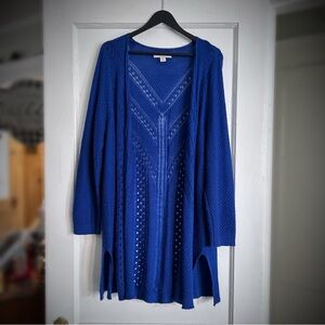 Laura Ashley Blue Cardigan with Intricate Knit Design